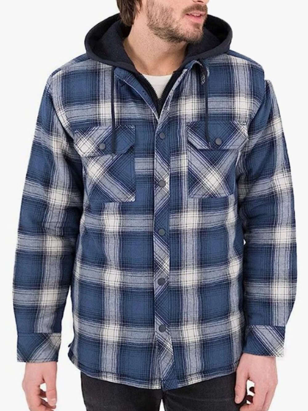 Boston Traders Men's Quilted Flannel Jacket Dark Denim Medium